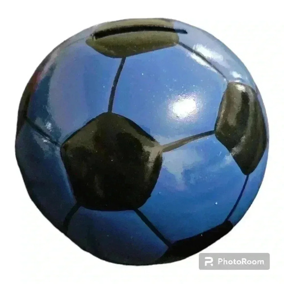Black and blue soccer ball change bank! - Picture 1 of 4